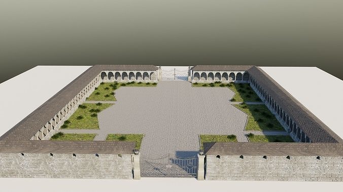Medieval Castle Garden Low-poly 3D model 3