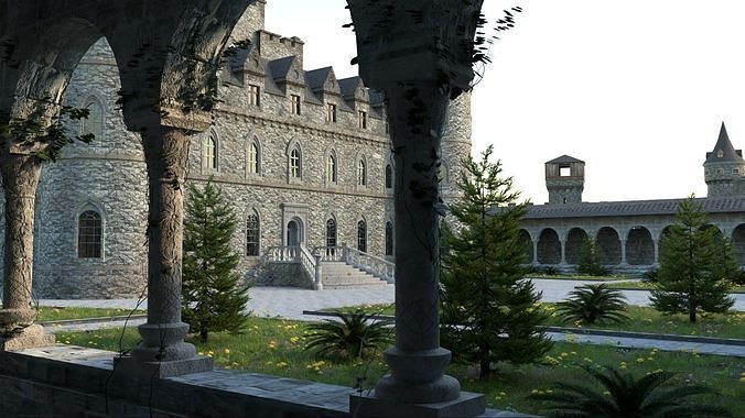 Medieval Castle Garden Low-poly 3D model 6