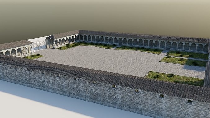 Medieval Castle Garden Low-poly 3D model 2