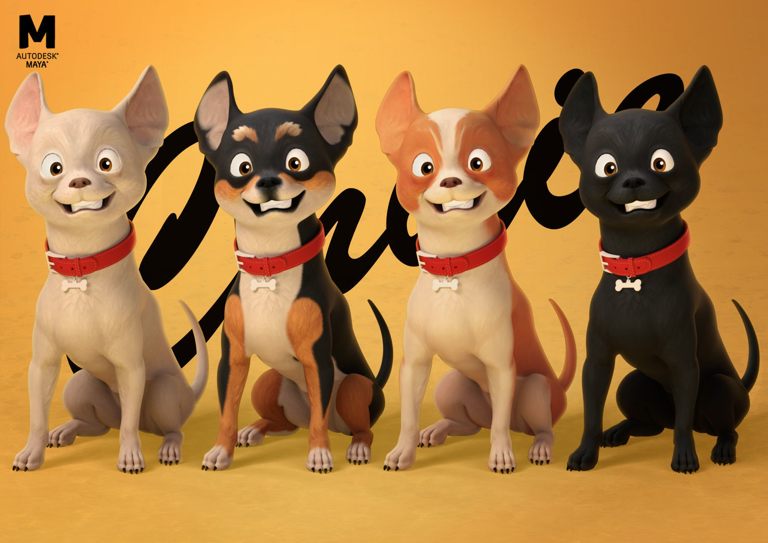 Chuie cartoon chihuahua dog 3D model_4