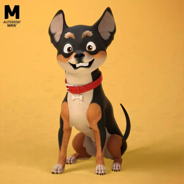 Chuie cartoon chihuahua dog 3D model_0