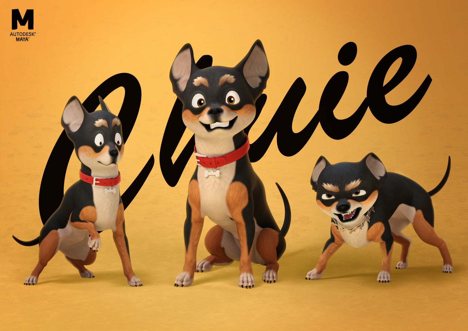 Chuie cartoon chihuahua dog 3D model_3