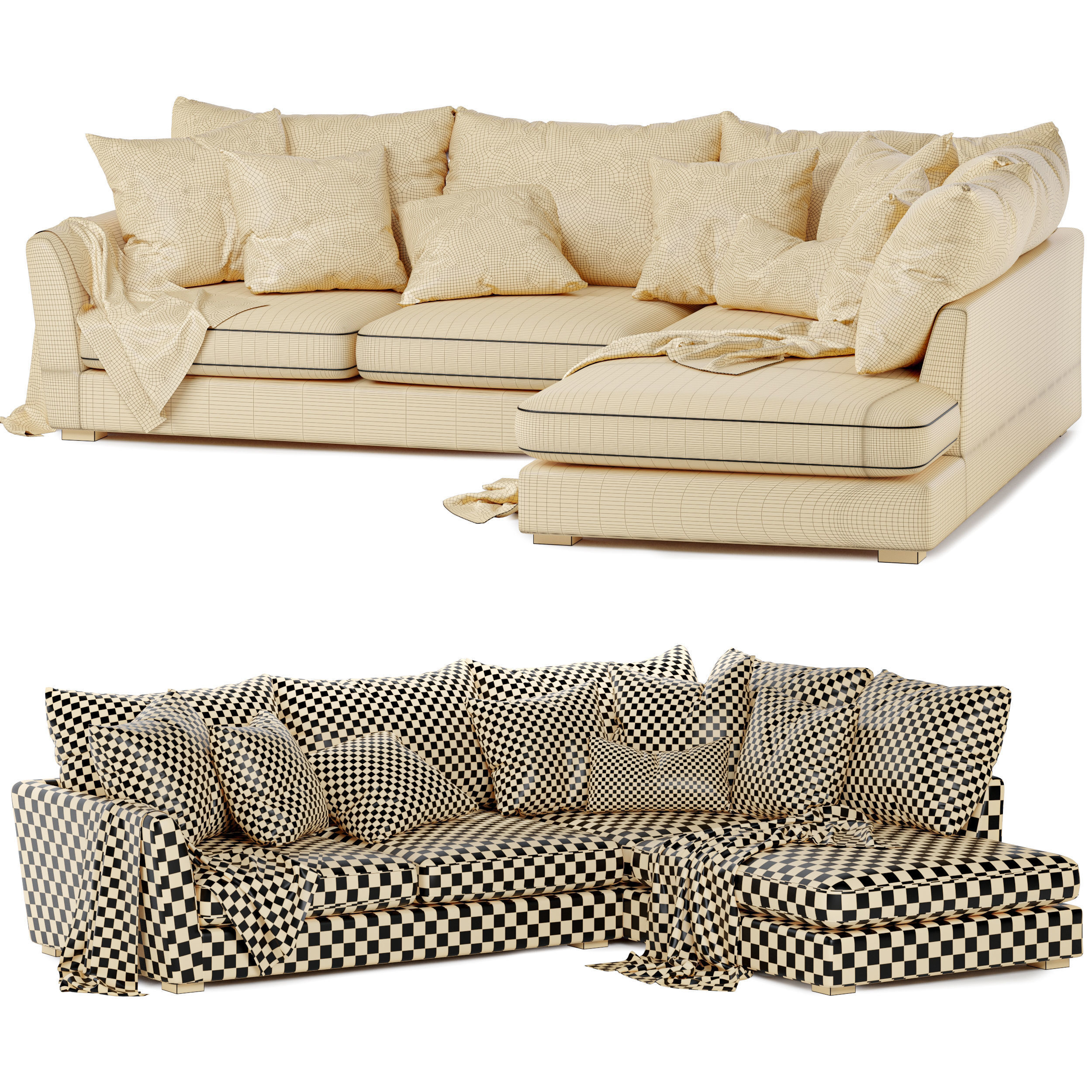 Icon fabric corner sofa with chaise 3D model_2