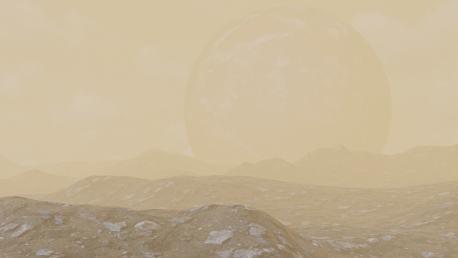 Mars Landscape with Earth and UFO include all assets 3D model_1