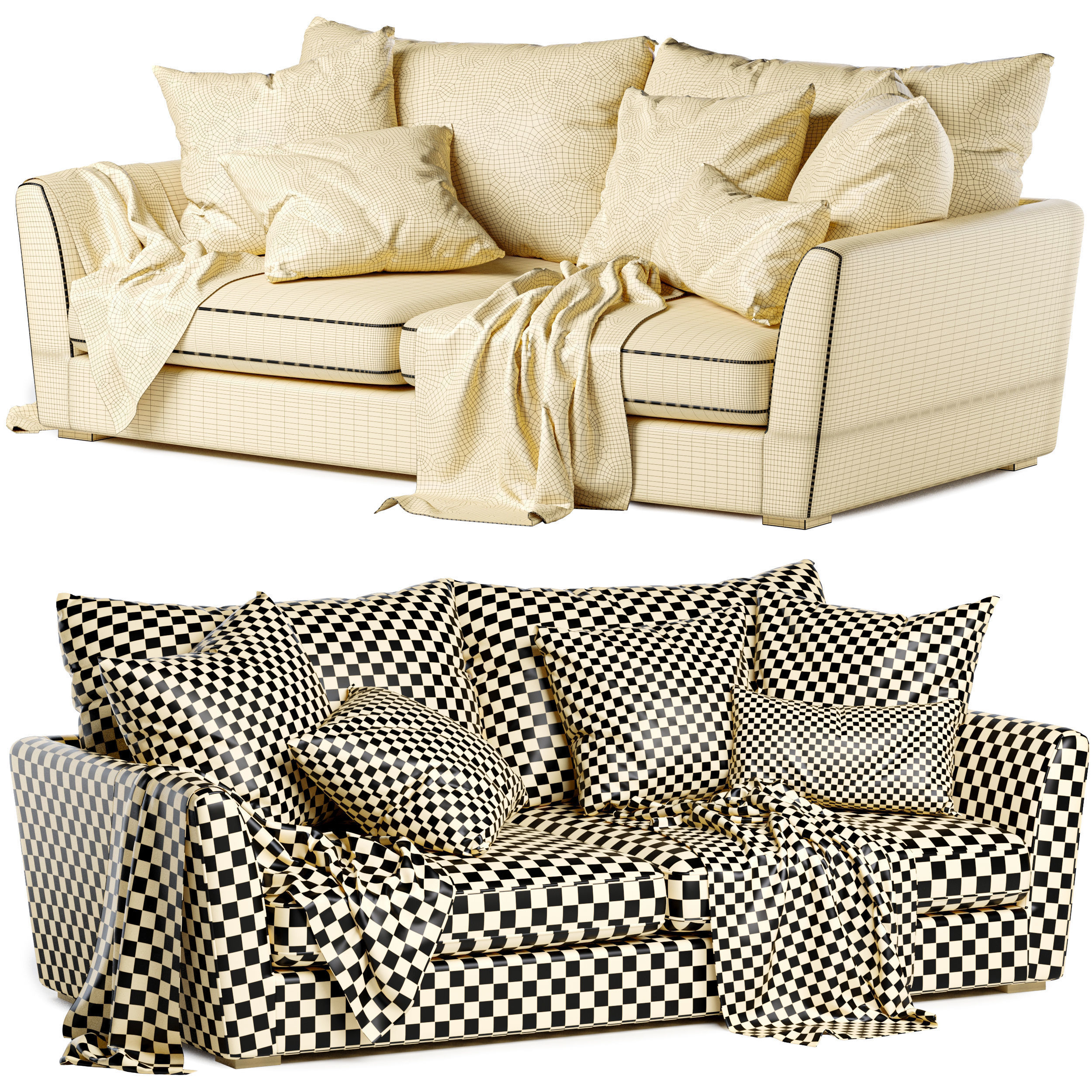 Icon fabric sofa 3D model_3