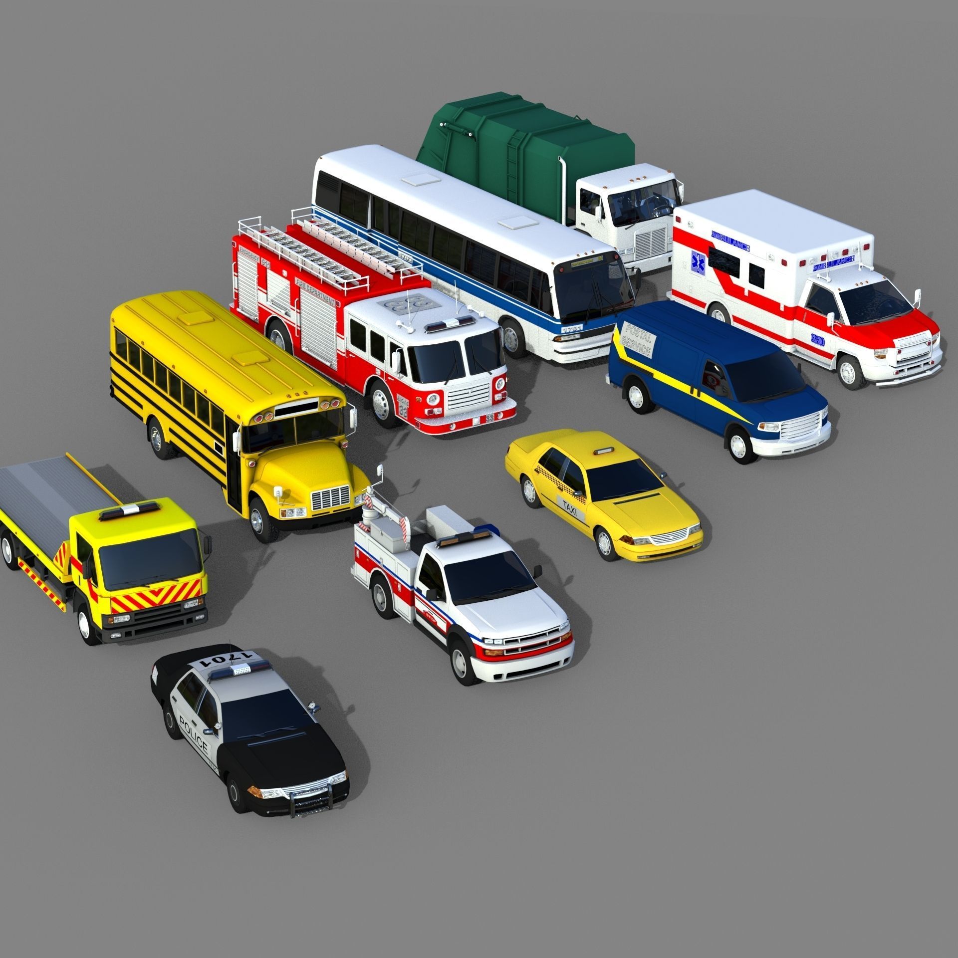 Utility Vehicles Pack High Quality Low-poly 3D model_47