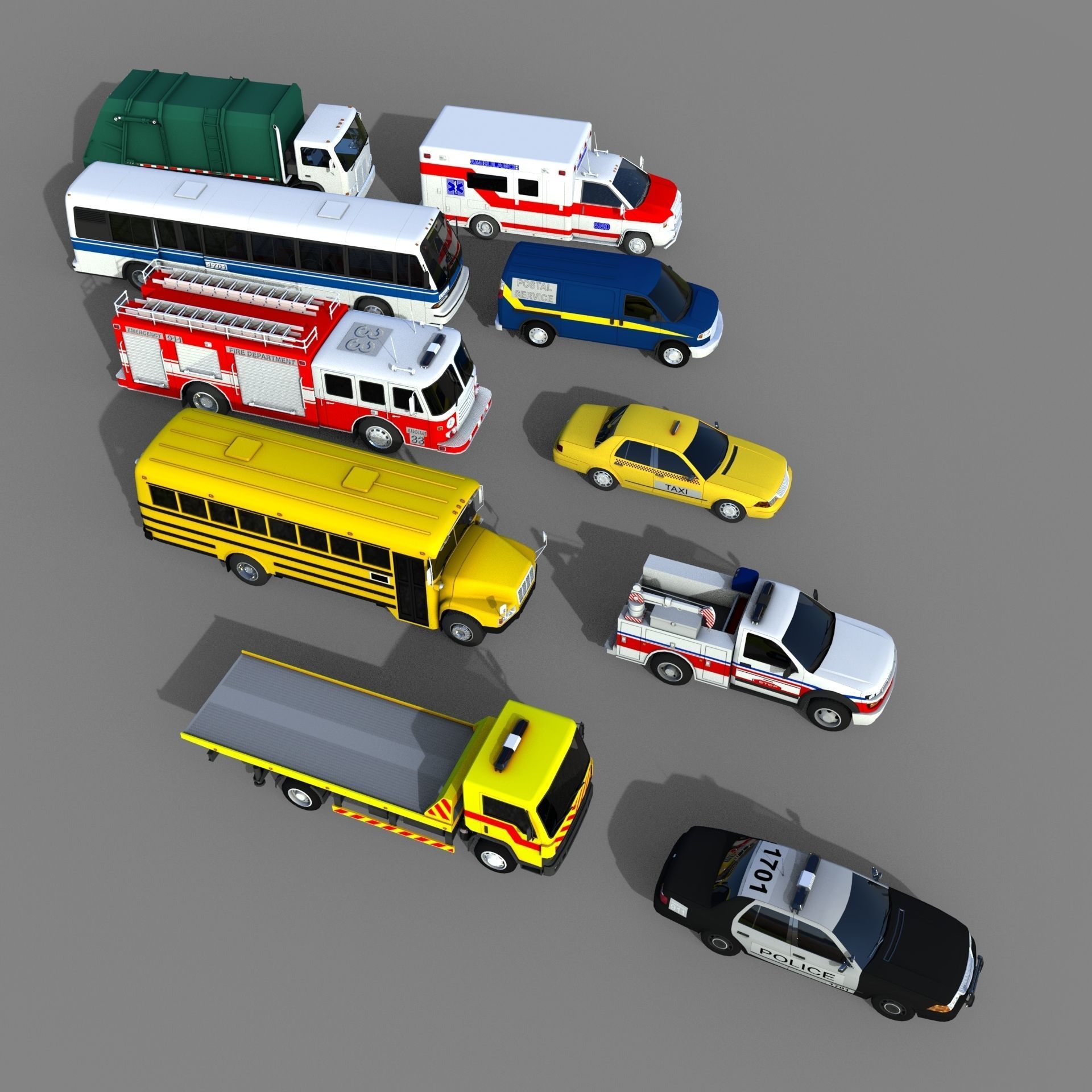 Utility Vehicles Pack High Quality Low-poly 3D model_74