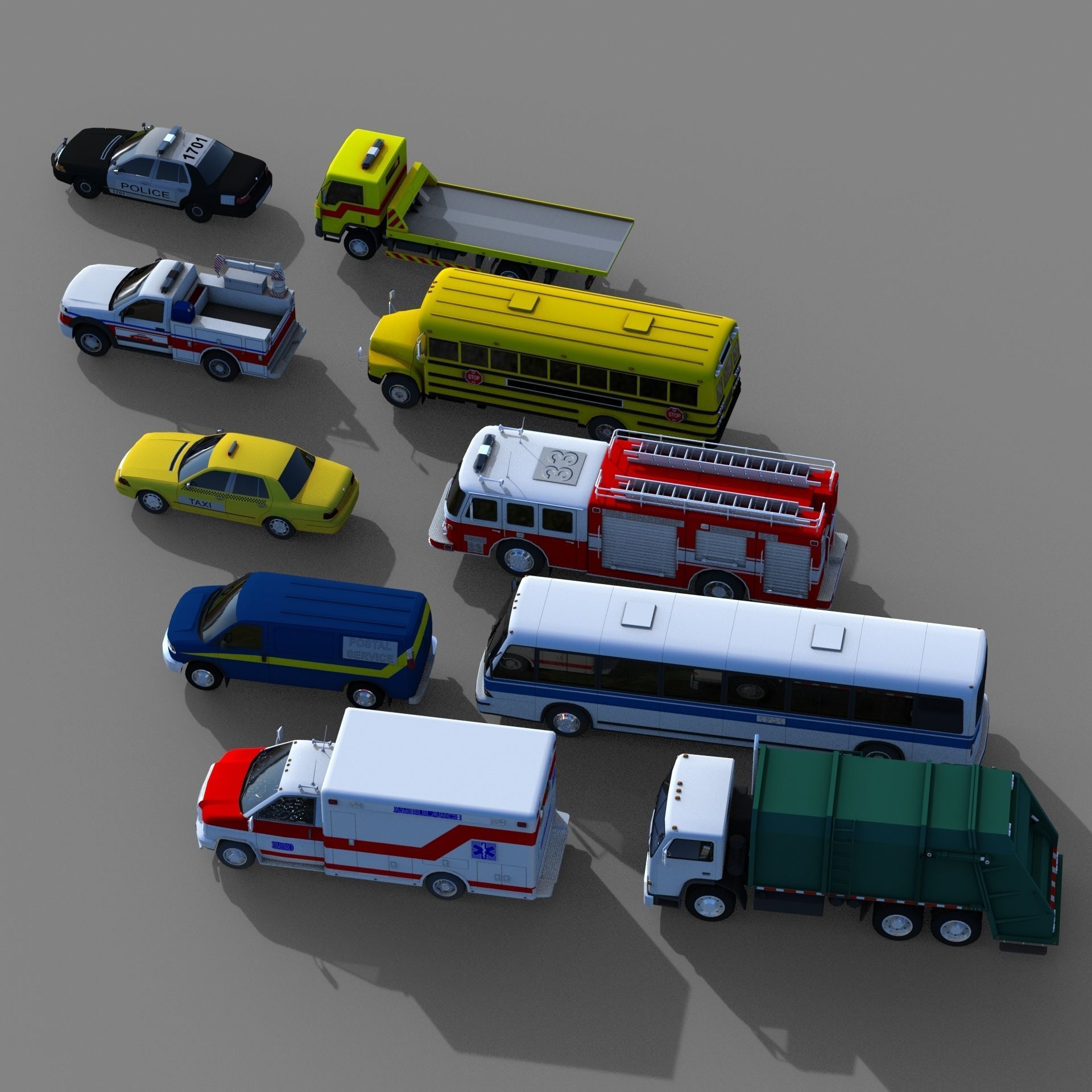 Utility Vehicles Pack High Quality Low-poly 3D model_4