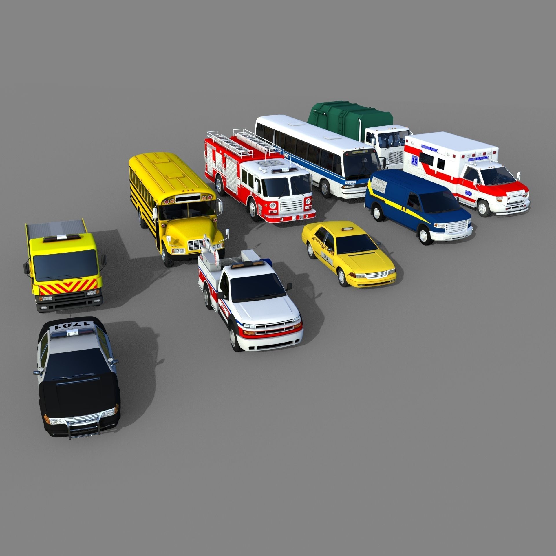 Utility Vehicles Pack High Quality Low-poly 3D model_3
