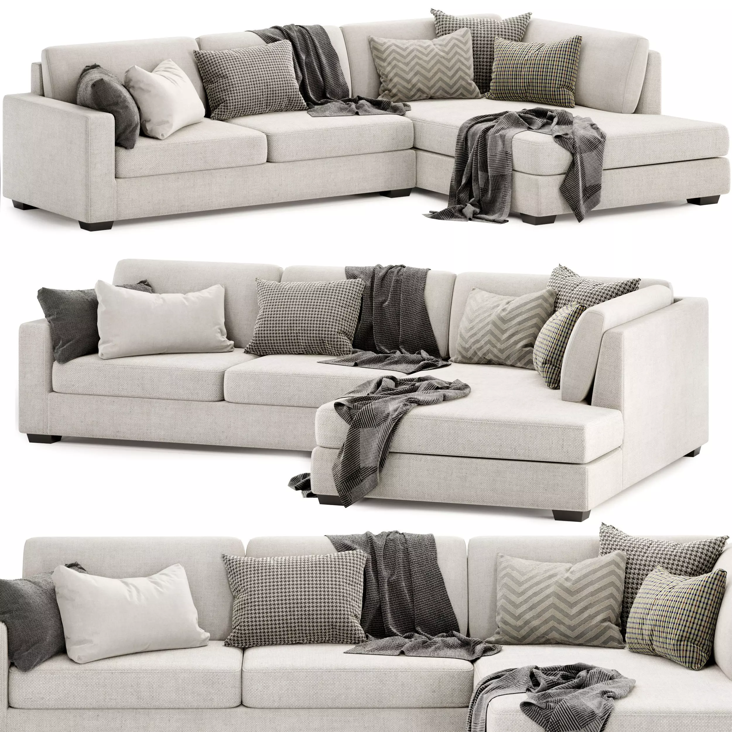 Davin Fabric Sofa with chaise 3D model_0