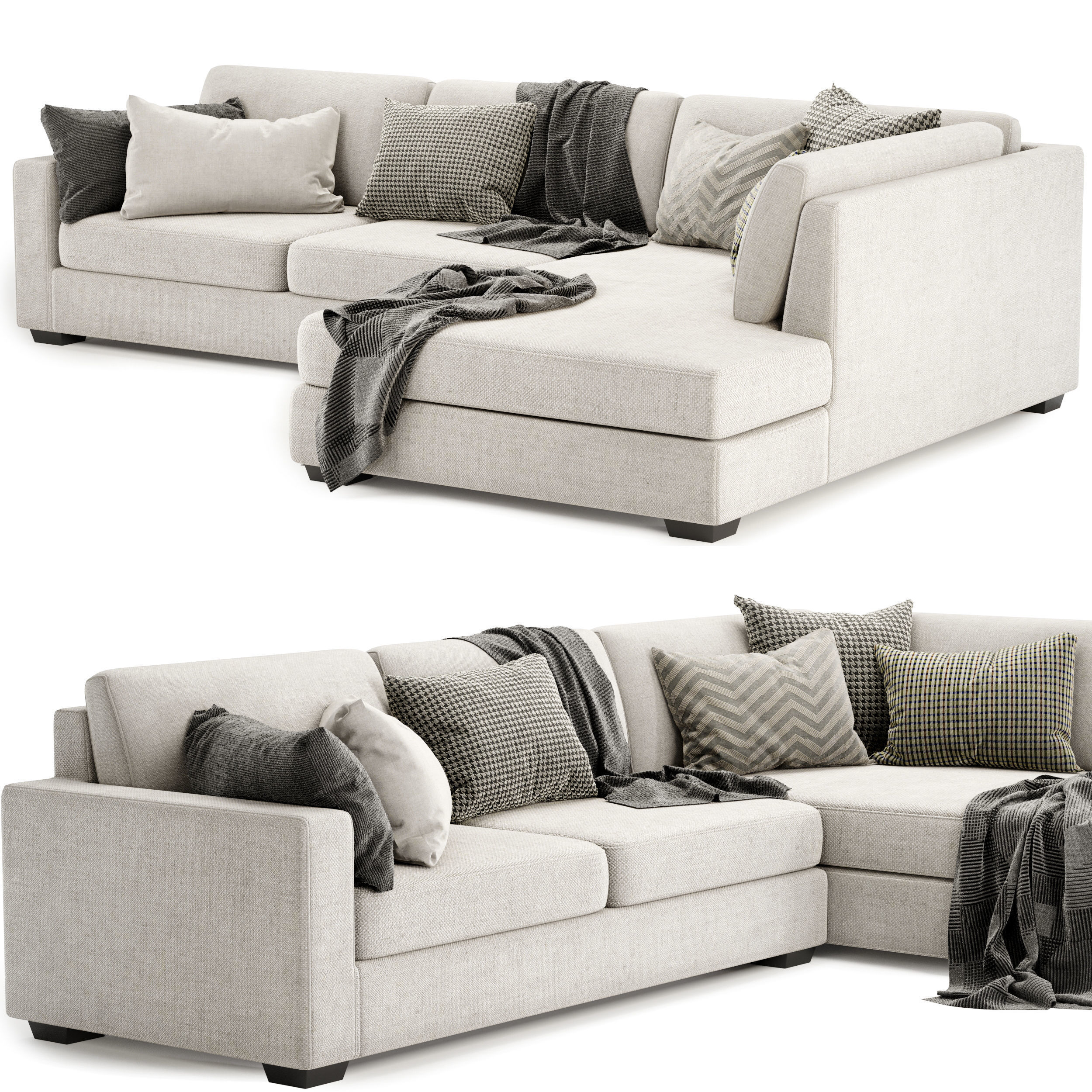 Davin Fabric Sofa with chaise 3D model_1