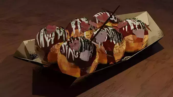 Takoyaki lowpolymodel ready to use for game Low-poly 3D model