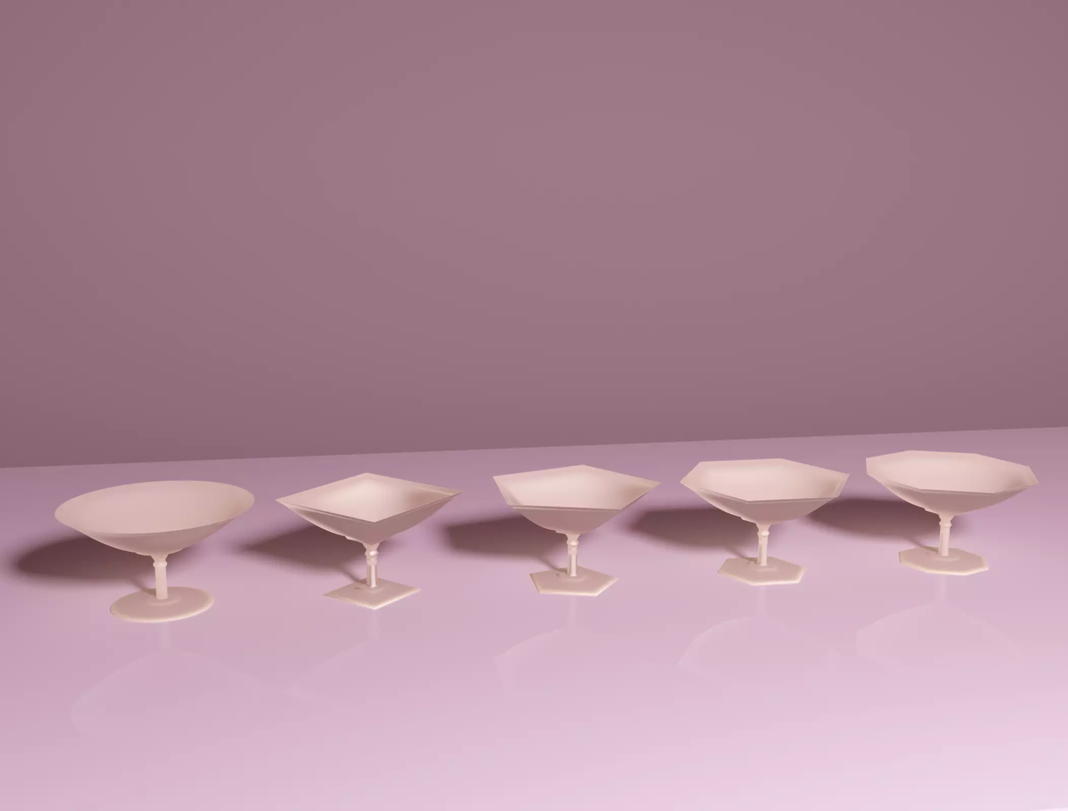 5 vases set of martini glasses 3D model_0