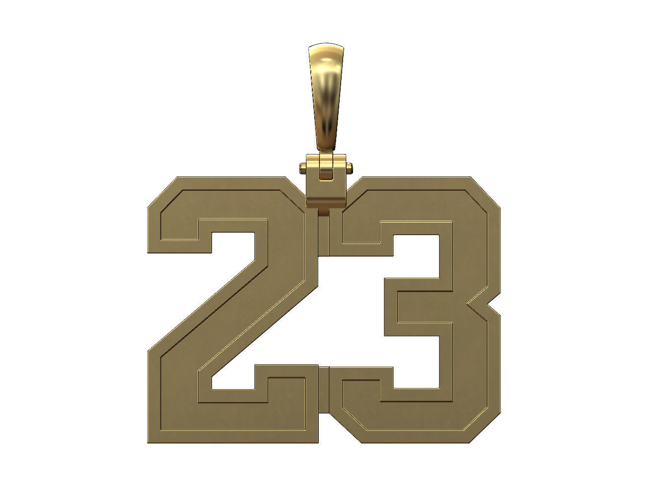 23 twenty three number pendant with bail 3D print model_1