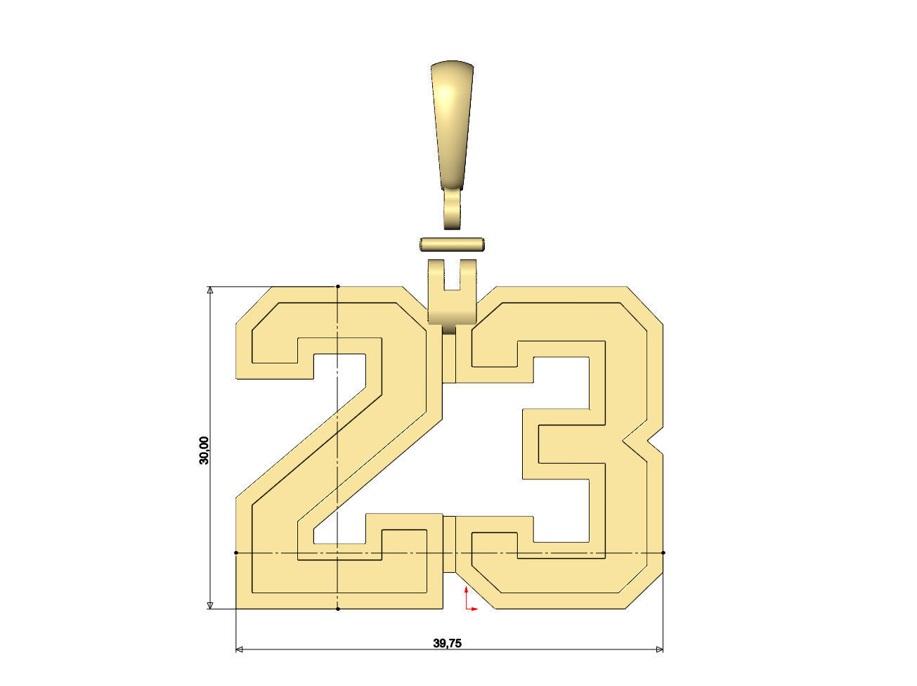 23 twenty three number pendant with bail 3D print model_6