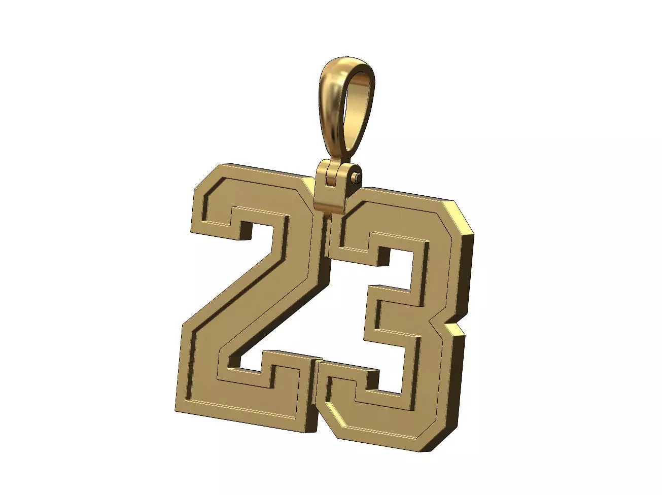 23 twenty three number pendant with bail 3D print model_0