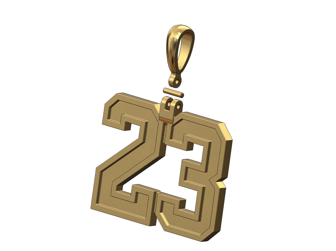 23 twenty three number pendant with bail 3D print model_3
