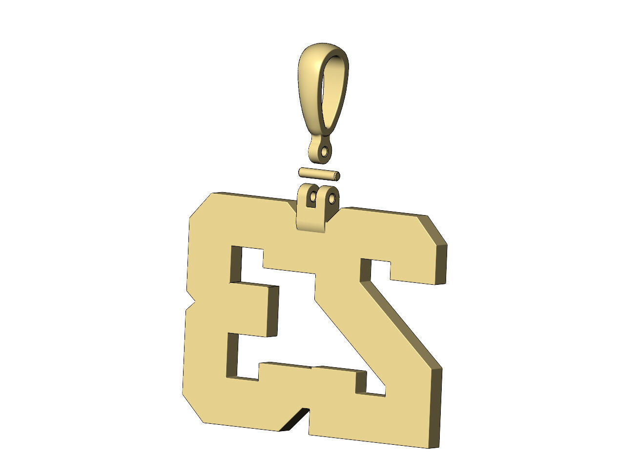 23 twenty three number pendant with bail 3D print model_10