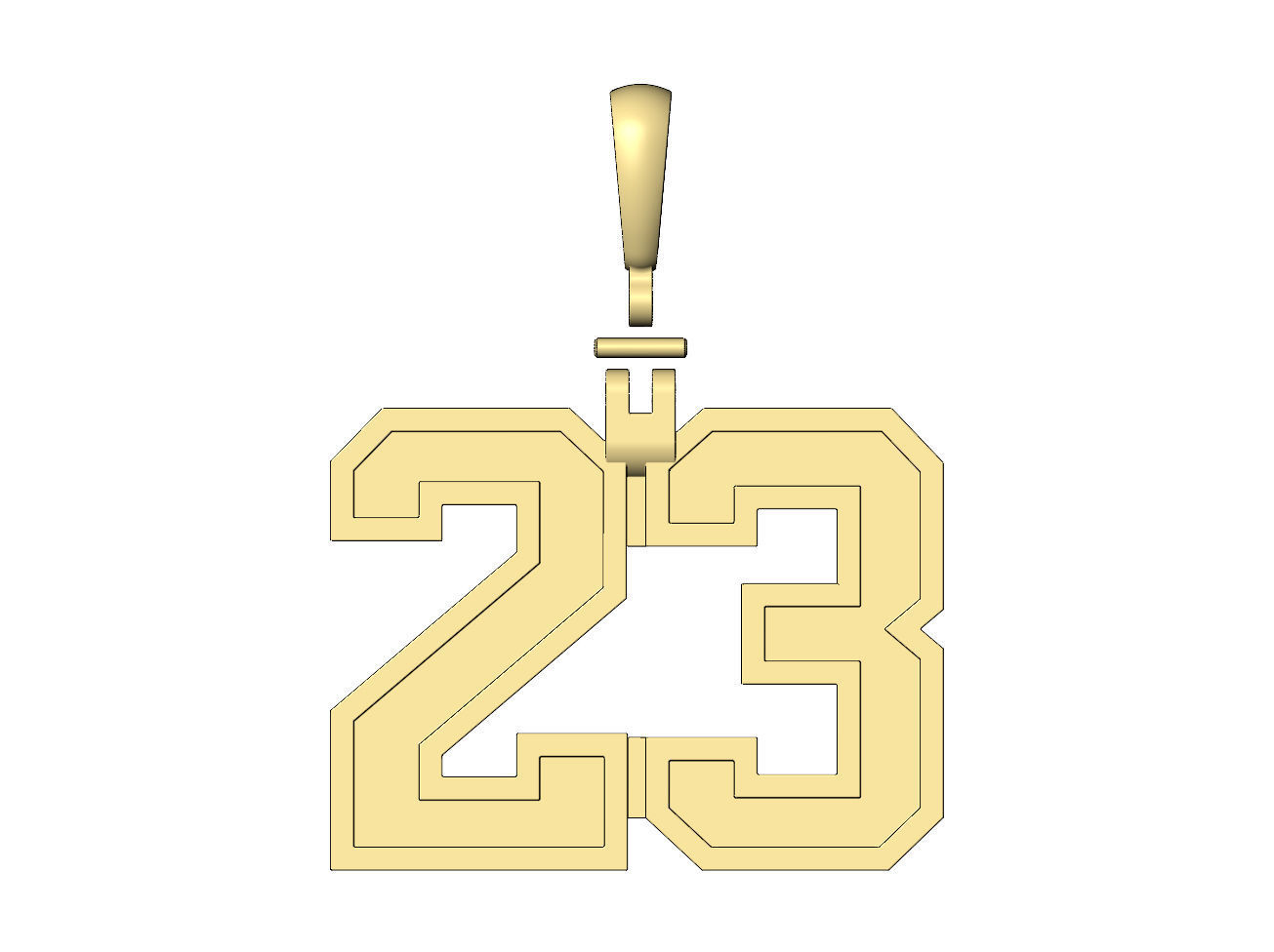 23 twenty three number pendant with bail 3D print model_5