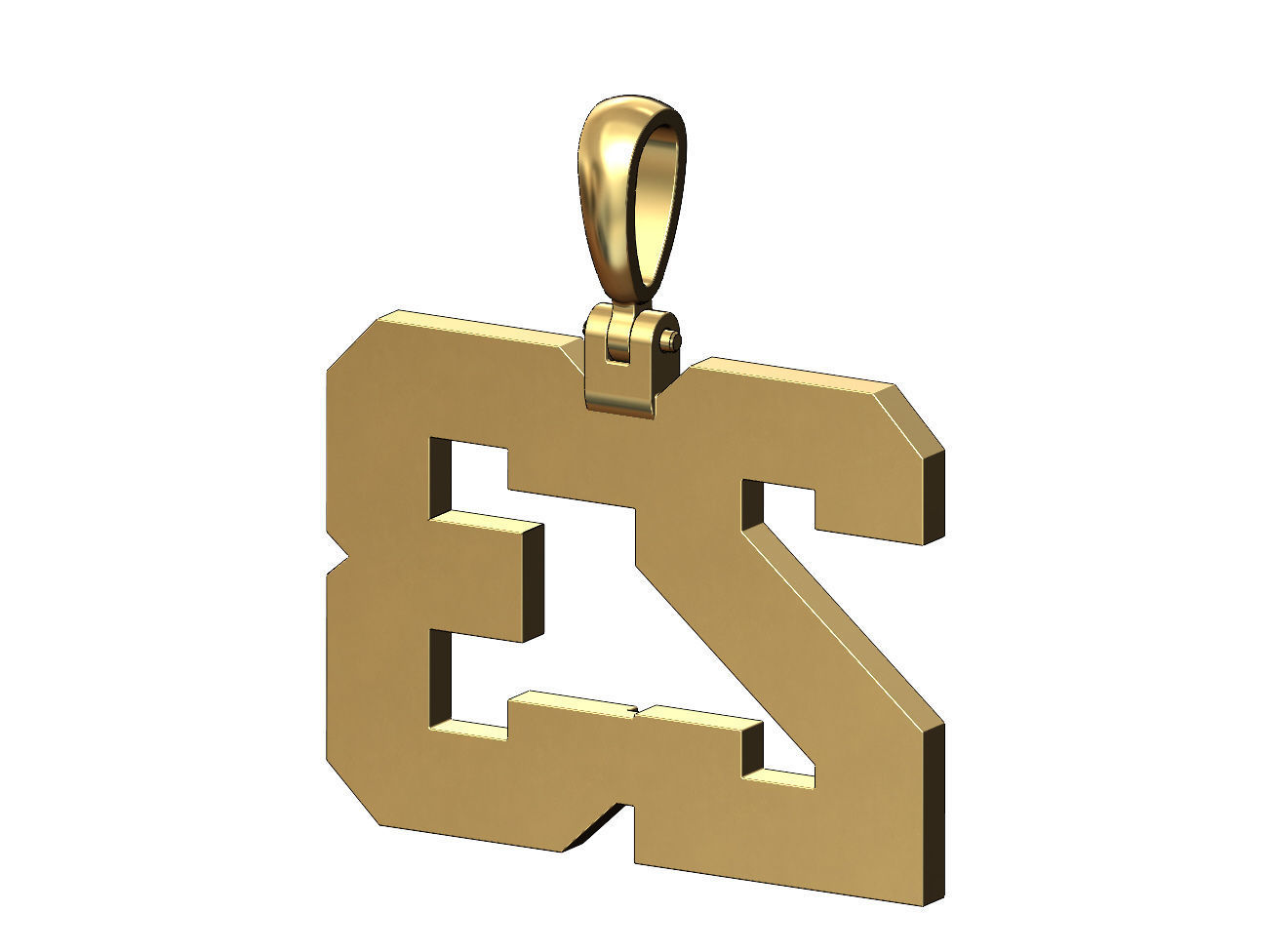 23 twenty three number pendant with bail 3D print model_2