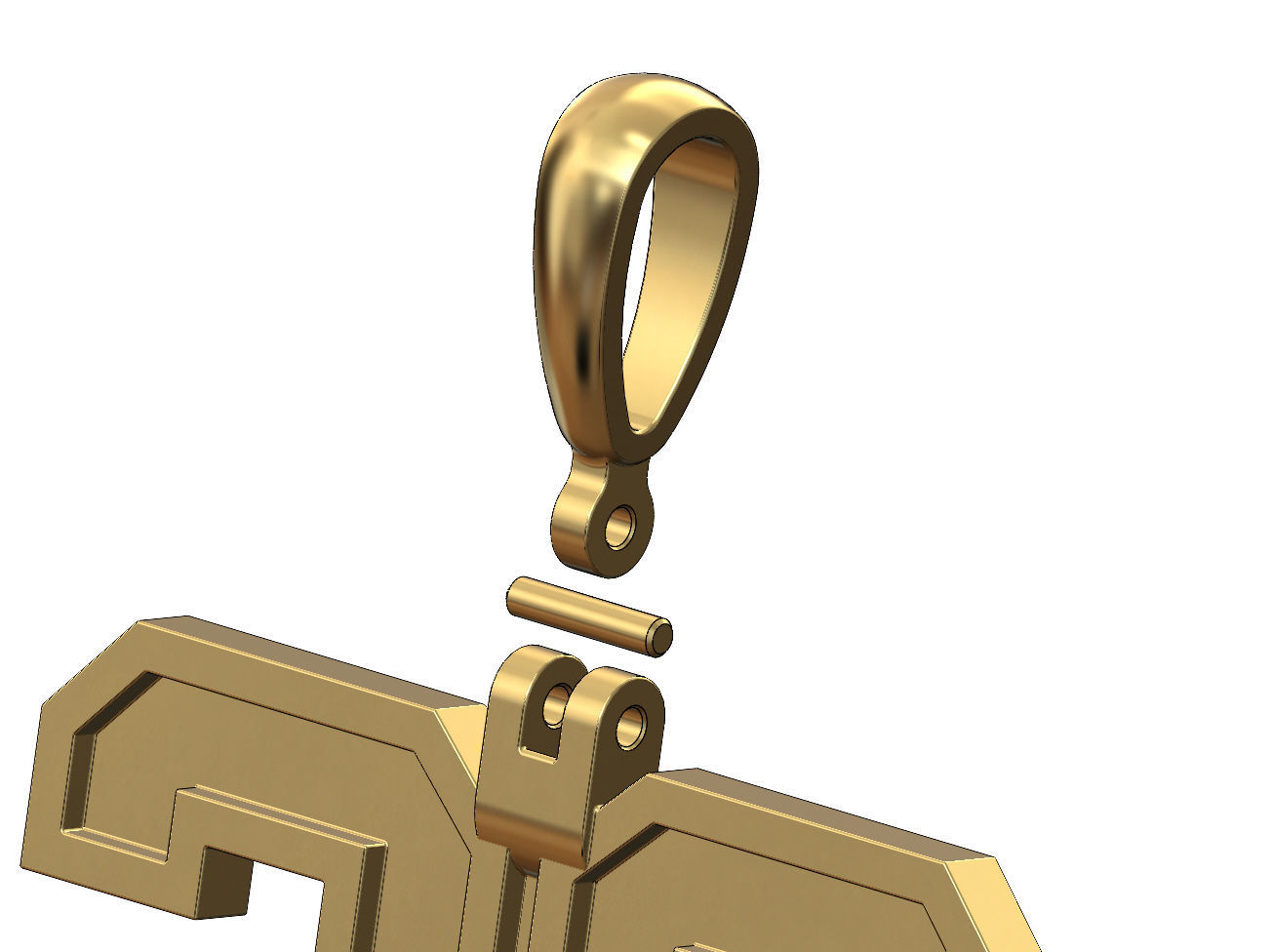 23 twenty three number pendant with bail 3D print model_4