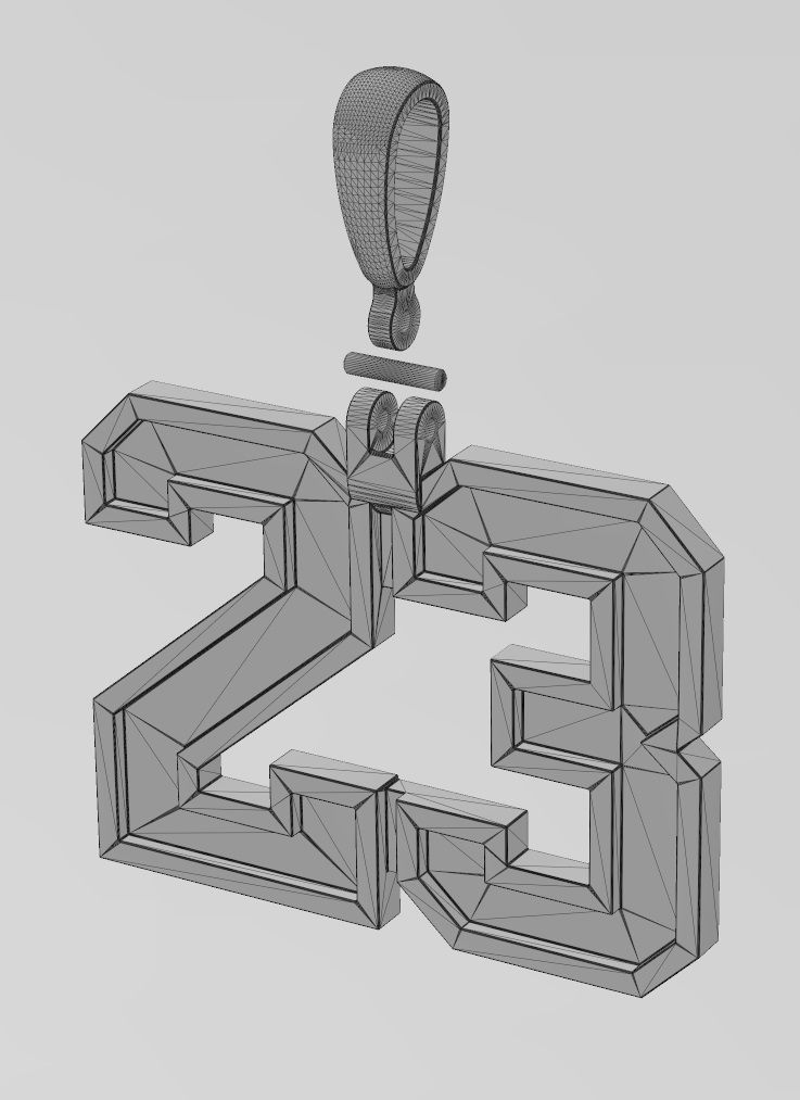 23 twenty three number pendant with bail 3D print model_17