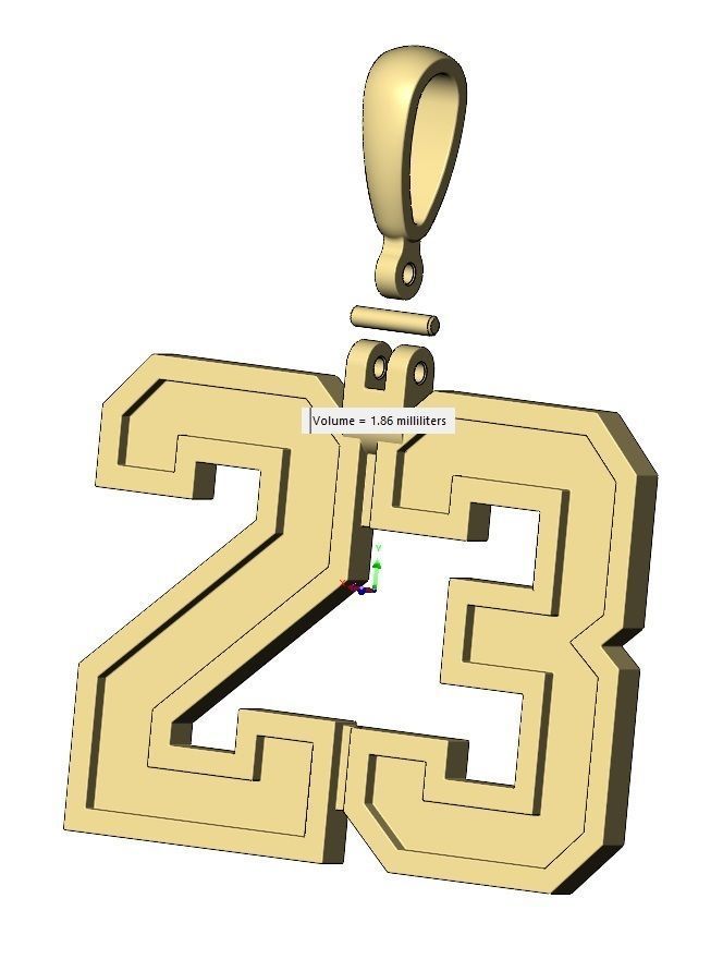 23 twenty three number pendant with bail 3D print model_15