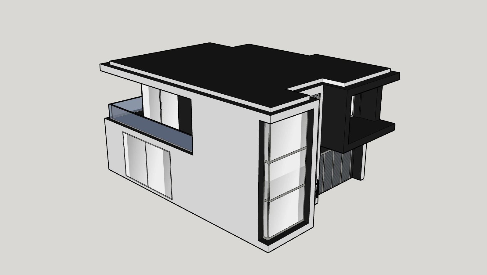 Architectural 3D model front of modern house 3D model_8