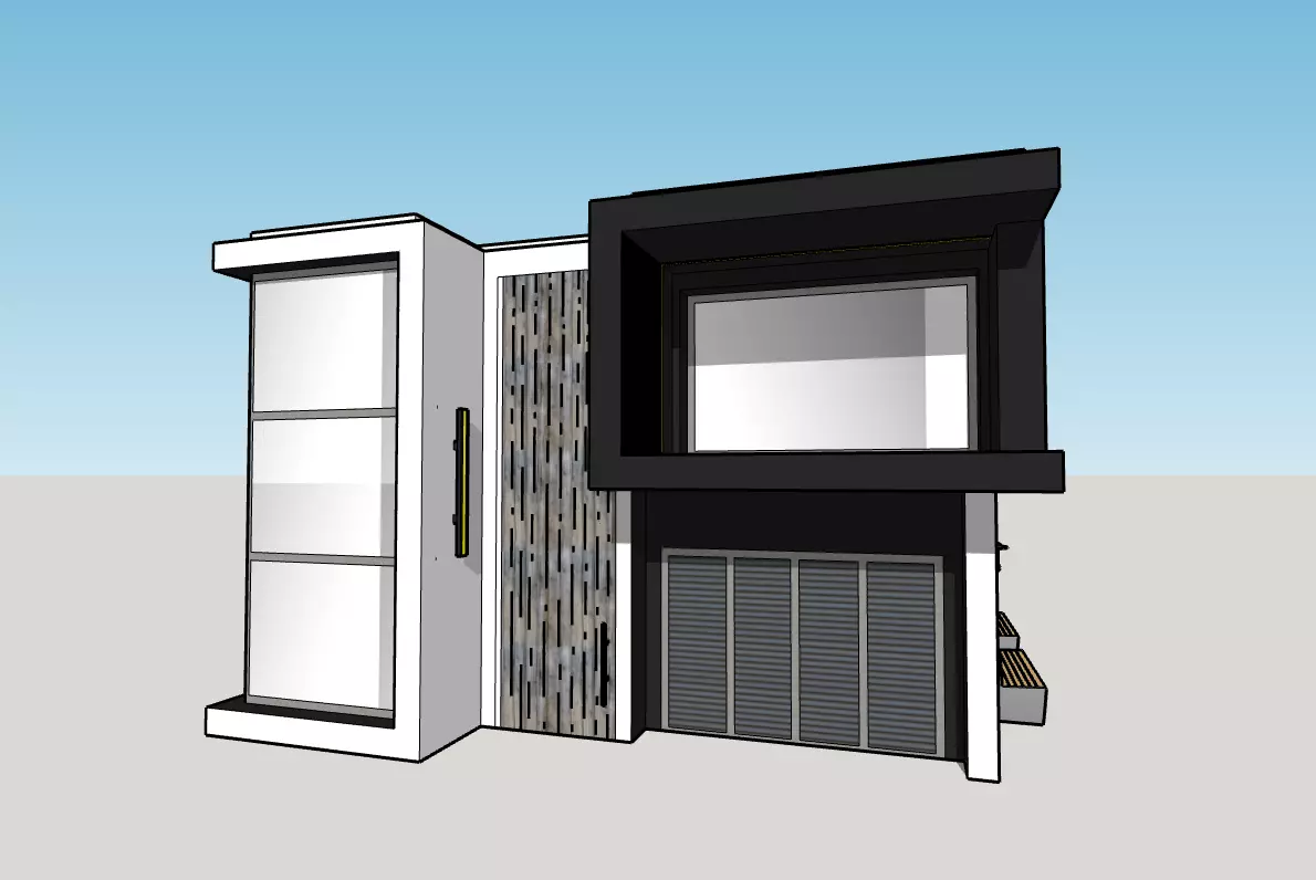 Architectural 3D model front of modern house 3D model_0