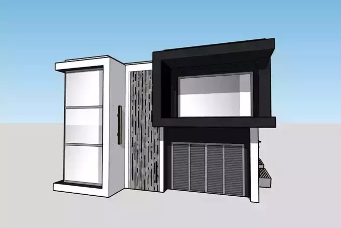 Architectural 3D model front of modern house 3D model