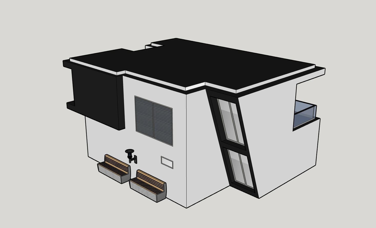 Architectural 3D model front of modern house 3D model_4