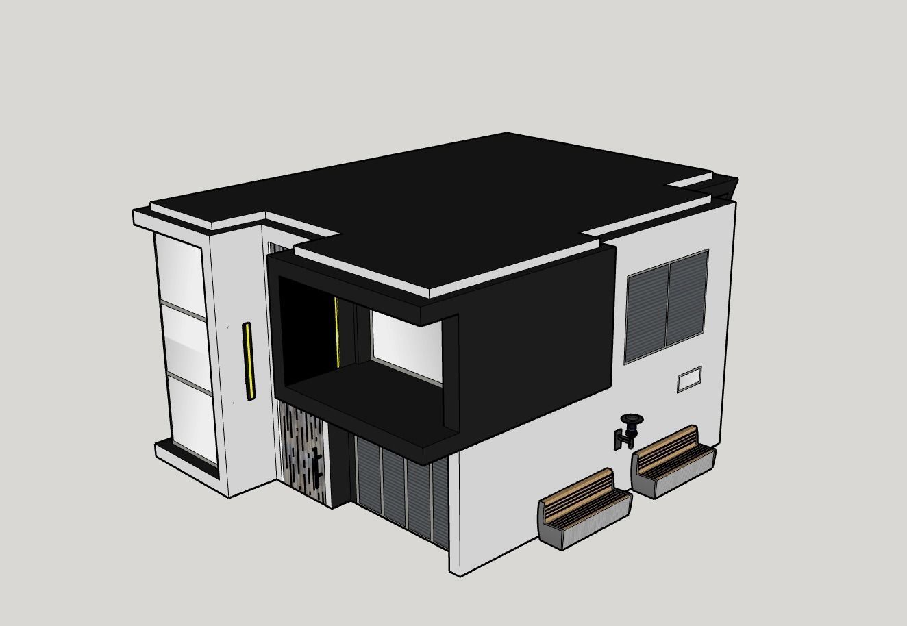 Architectural 3D model front of modern house 3D model_2