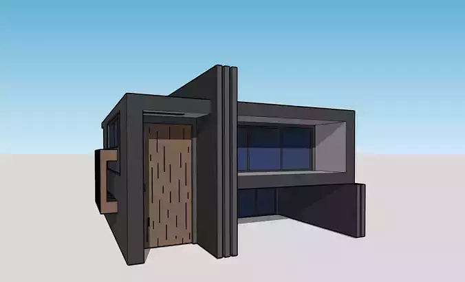 Architectural 3D model building with roof