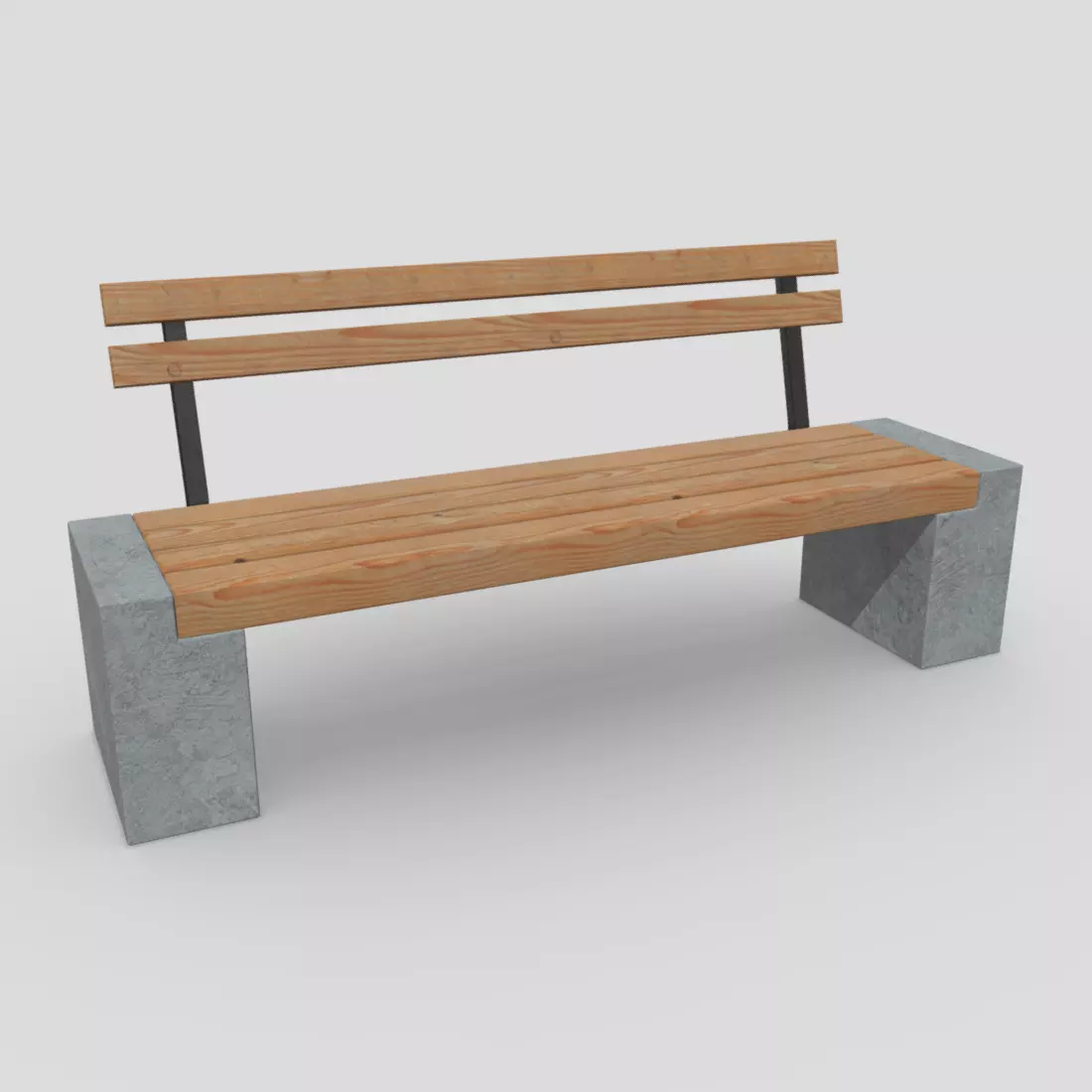Bench 3 made of wood and concrete Low-poly 3D model_0