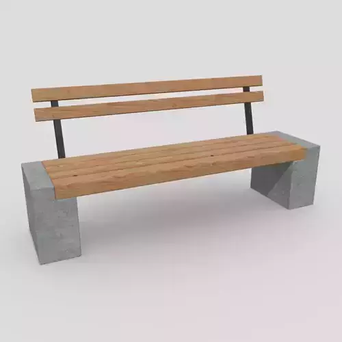 Bench 3 made of wood and concrete