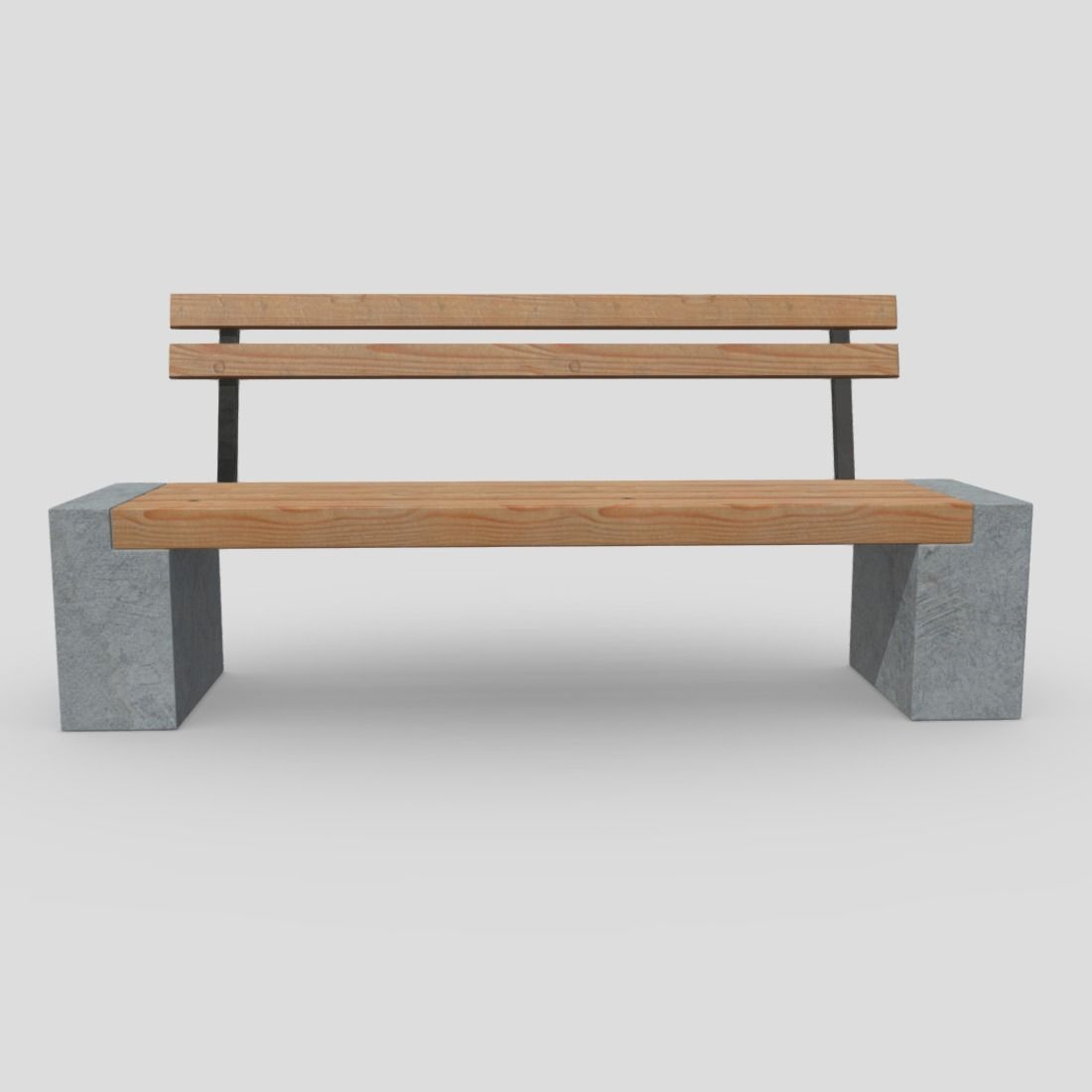 Bench 3 made of wood and concrete Low-poly 3D model_4