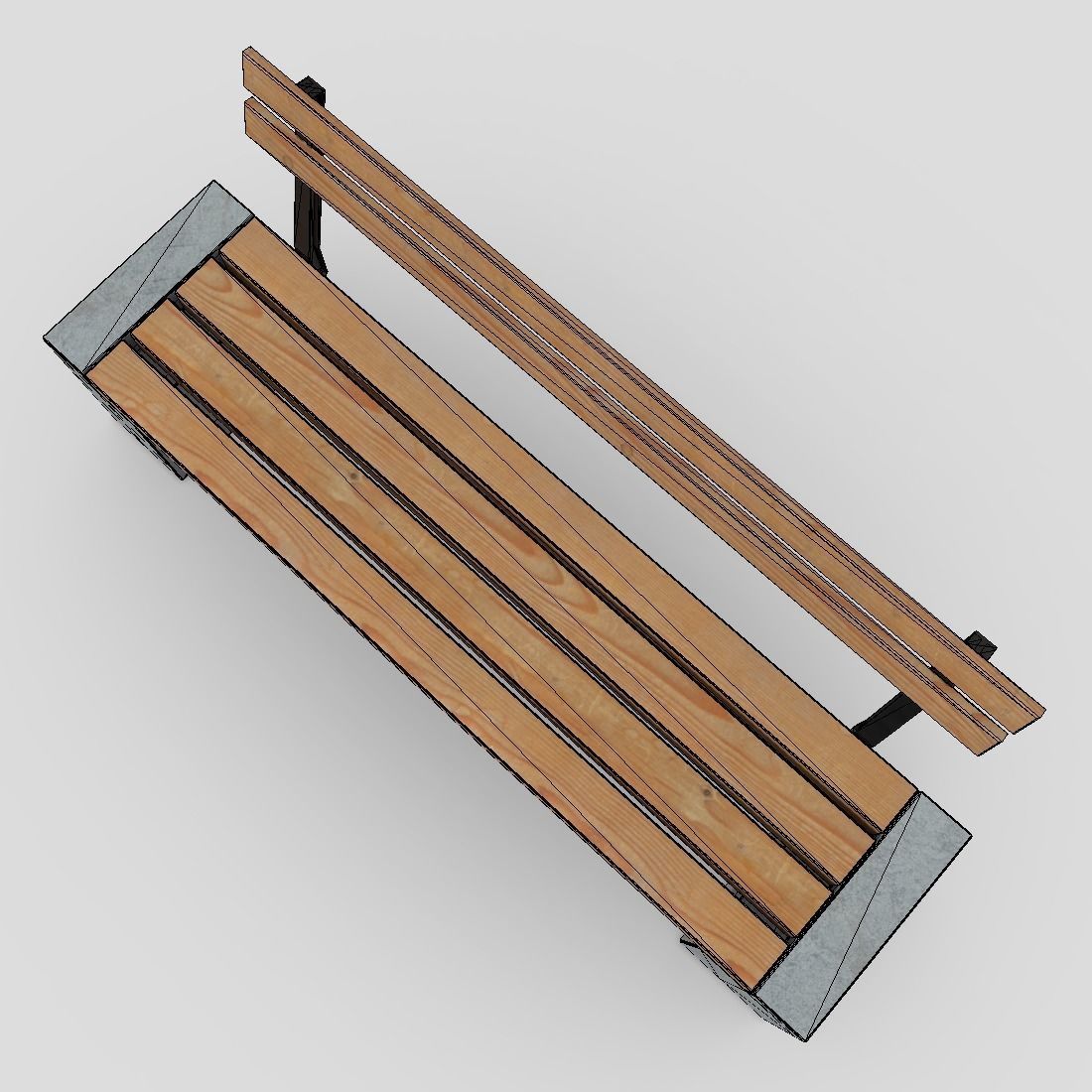 Bench 3 made of wood and concrete Low-poly 3D model_9