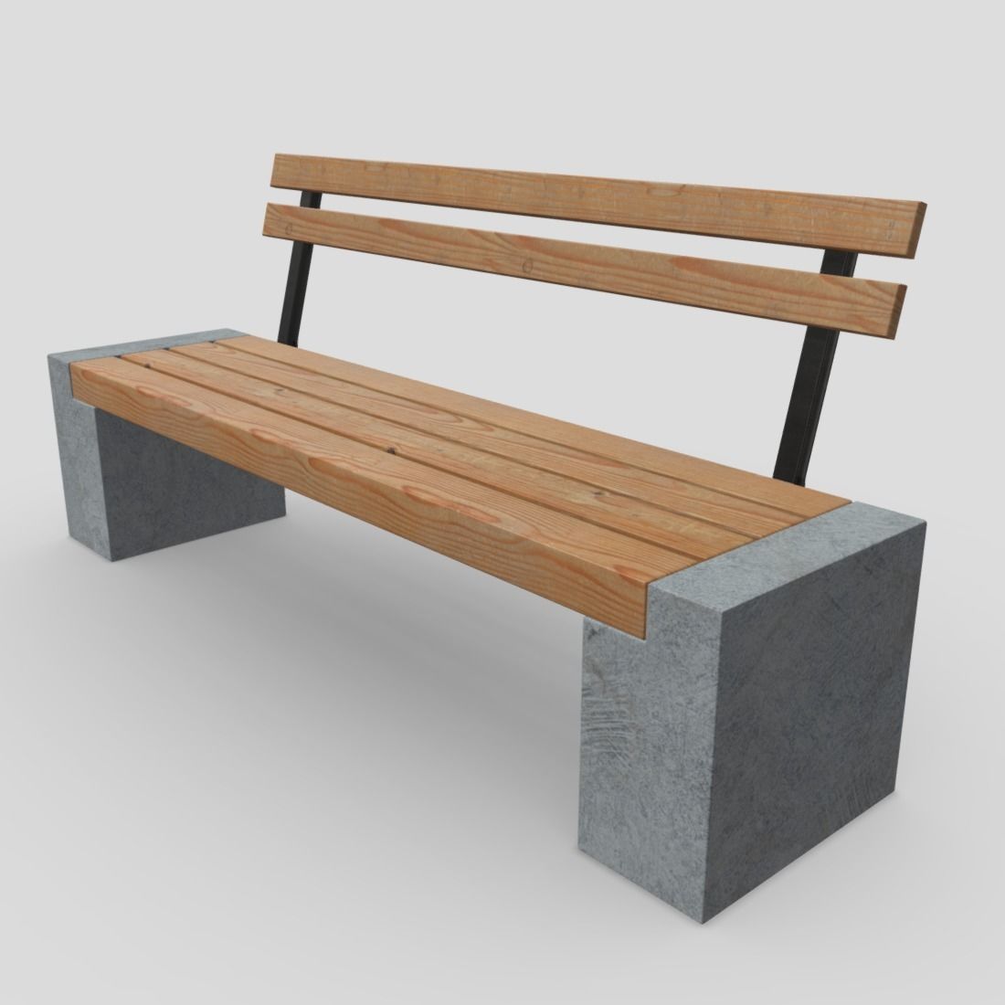 Bench 3 made of wood and concrete Low-poly 3D model_12
