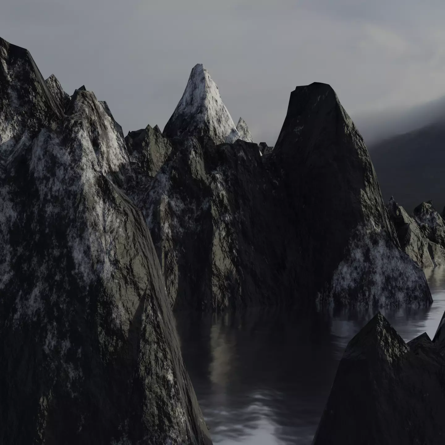 3D Rocky Mountains and Ocean Landscape Model - Fjords 3D model_0