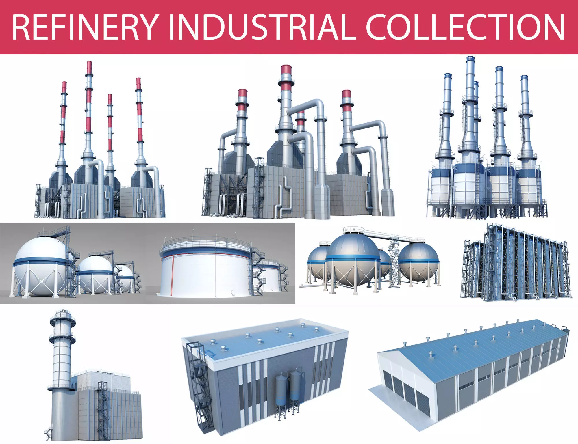 Oil Refinery 3D model_0