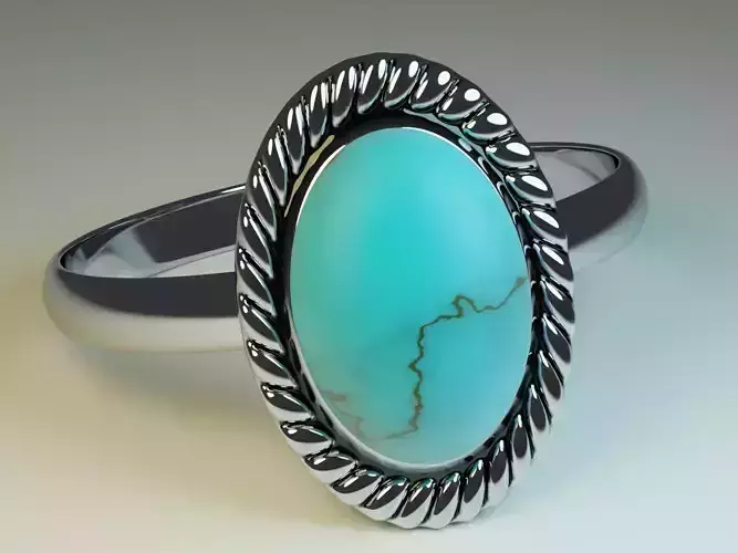 annulus oval turquoise stone in silver ring