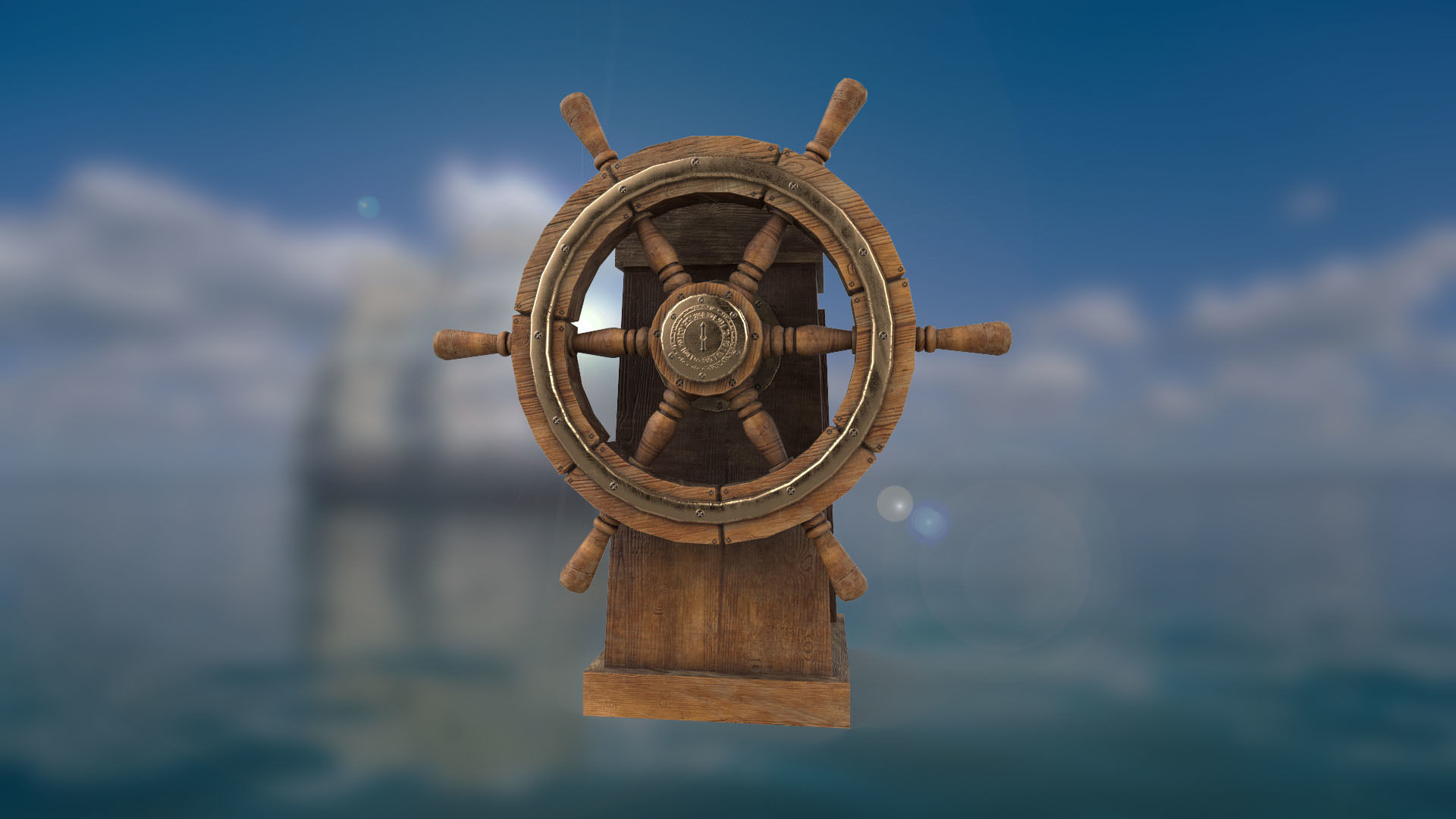 Ship steering wheel Ship Wheel  Low-poly 3D model_1