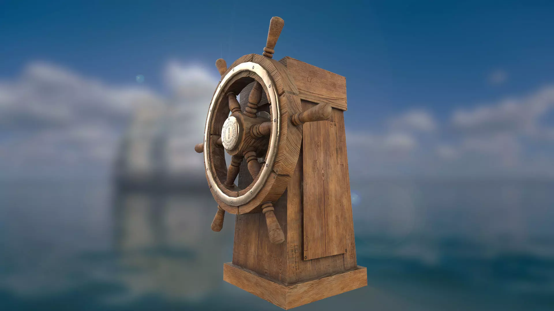 Ship steering wheel Ship Wheel  Low-poly 3D model_0