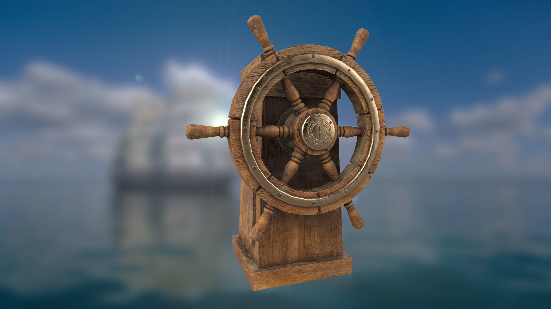 Ship steering wheel Ship Wheel  Low-poly 3D model_2