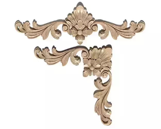 Cartouche-006 two ornately carved brackets 3D model