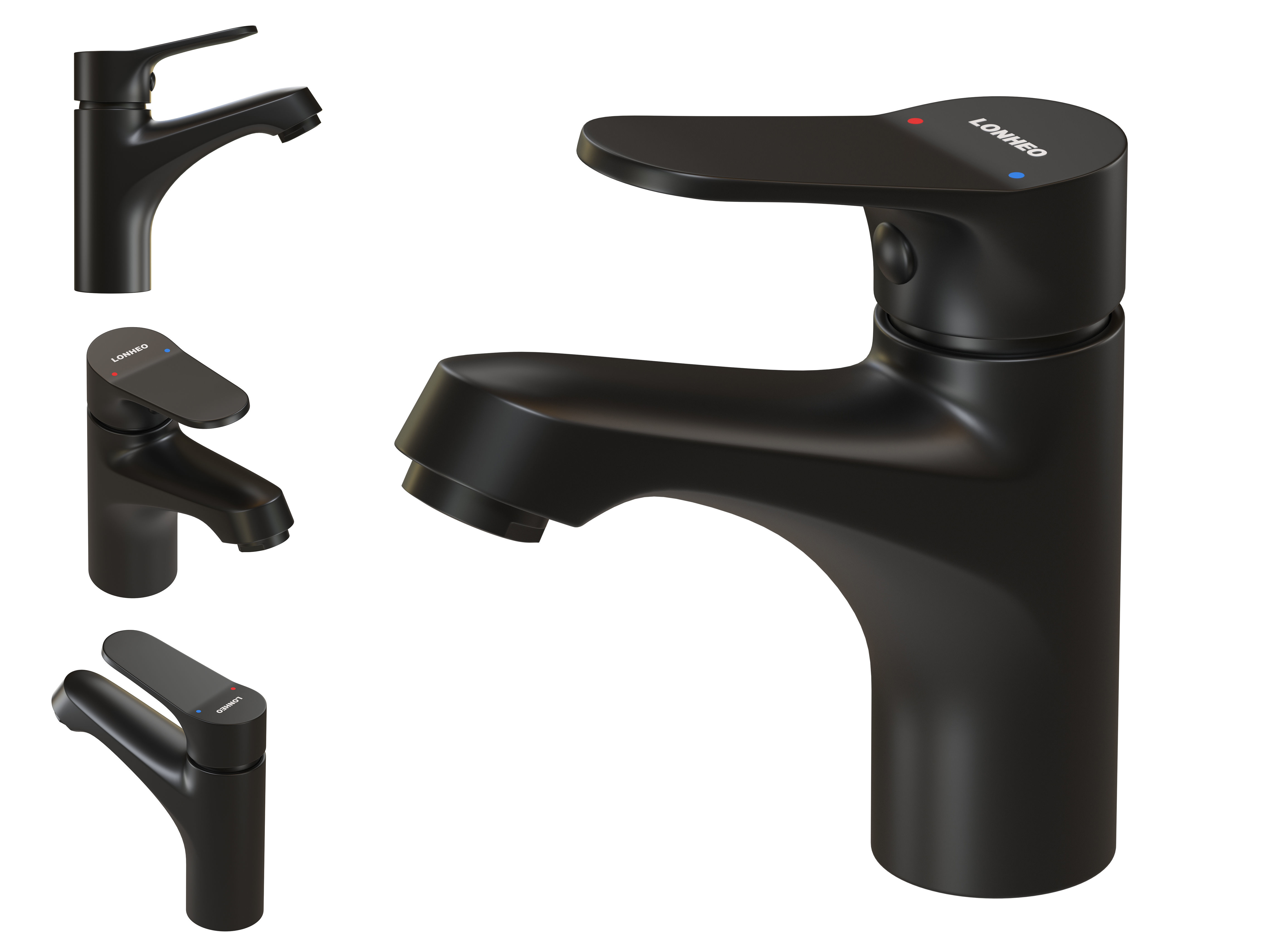 Lonheo Bathroom Sink Mixer Tap Black Faucet 3D model CGTrader