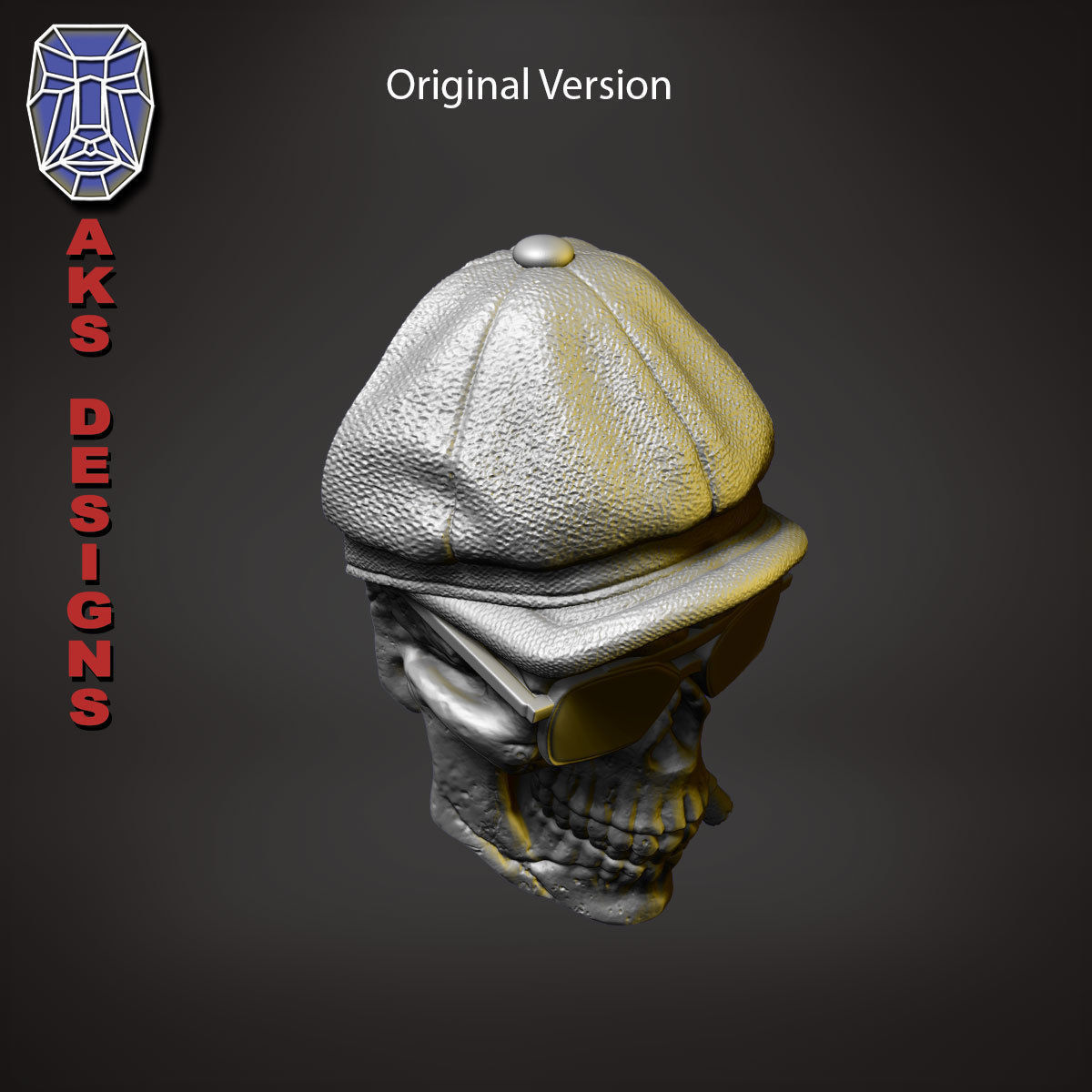 Gangster skull version 2 Bas relief wall decoration 3D print model_6