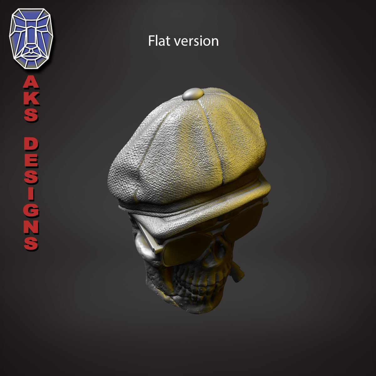 Gangster skull version 2 Bas relief wall decoration 3D print model_16