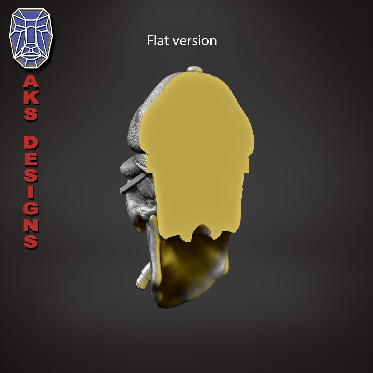 Gangster skull version 2 Bas relief wall decoration 3D print model_13