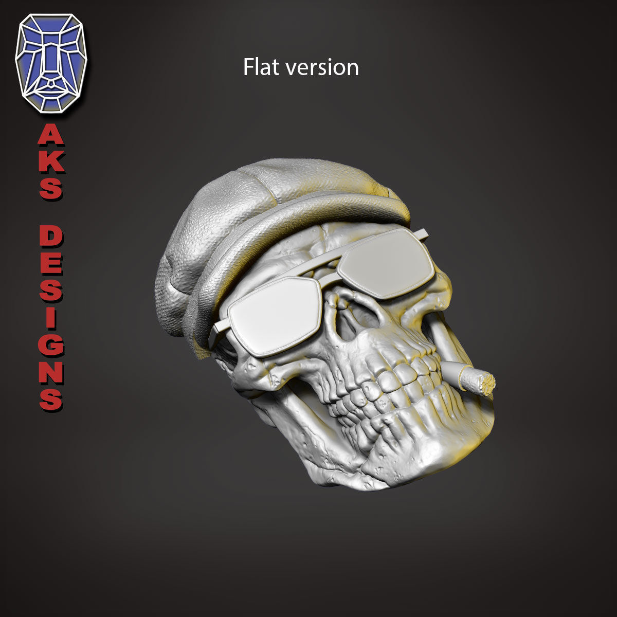 Gangster skull version 2 Bas relief wall decoration 3D print model_17